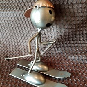 Metal and Copper rustic sculpture - skier
